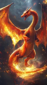 Inferno-winged dragon twists storms into molten halos
