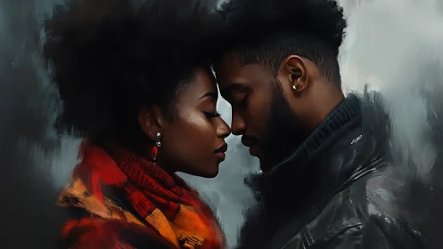 Intimate Portrait: Two Figures in Close Proximity