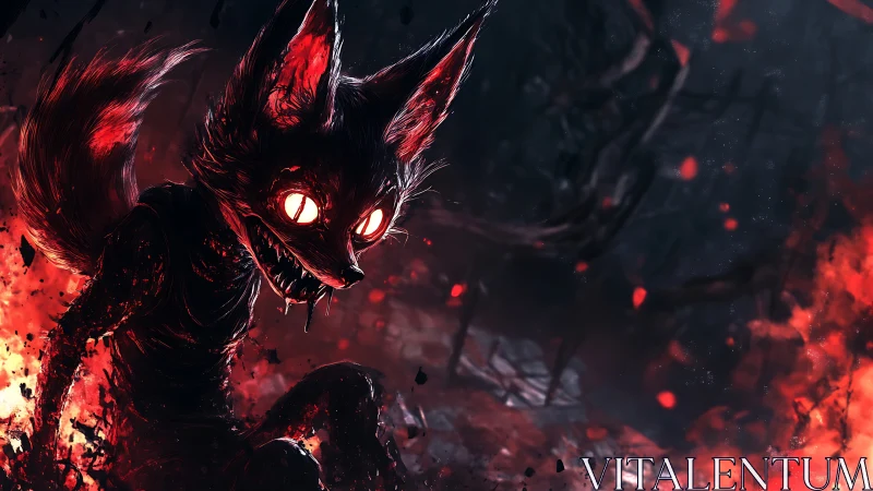 Foxfire fiend grins wide while prowling through burning dusk