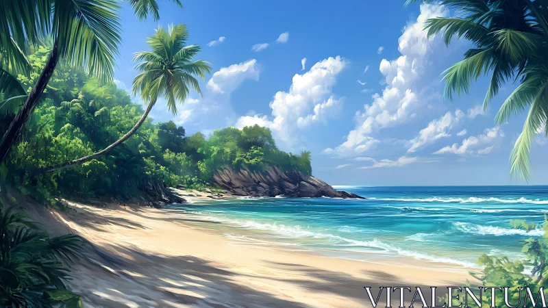 Tropical Paradise Beckons with Golden Sands and Turquoise Waves.