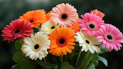 Vibrant Gerbera Daisies Bloom in Rainbow Colors.