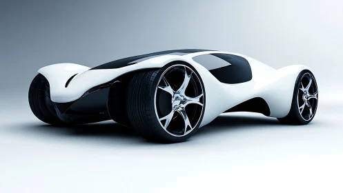 Futuristic white concept car renders with fluid biomorphic curves