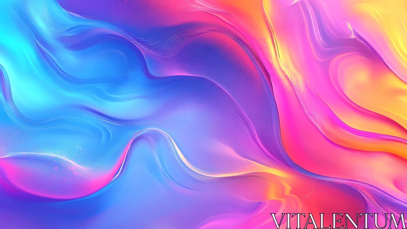 Gradient fluid waves show luminous neon transitions and layered depth