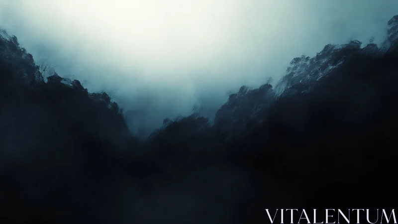 Atmospheric Mountain Ridge: Layered Mist and Silhouetted Peaks.