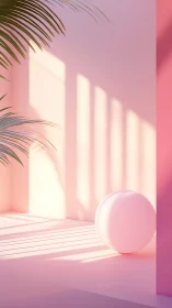 Sunlit pastel sphere lounging in dreamy palm shadows.