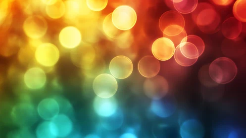 Glowing rainbow bokeh lights in a soft dreamy blur.