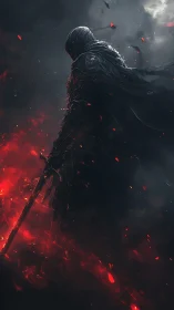 Ashen dusk knight wrapped in burning embers of silence.