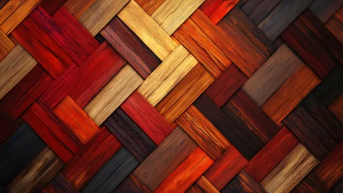 Geometric wood panel mosaic captures warm chromatic gradients