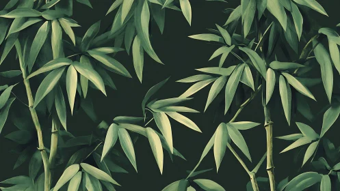 Layered bamboo foliage rendered with subtle tonal gradients and depth