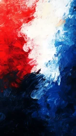 Bold red, white, and blue brushstrokes flow in vivid harmony