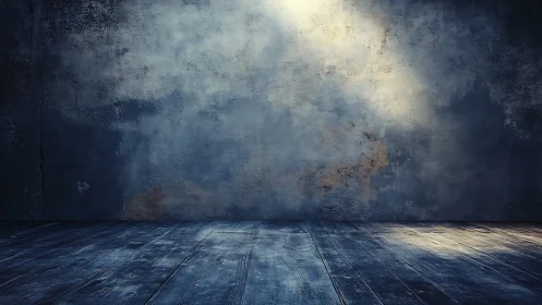 Moody concrete wall and floor catching a lone wandering beam.