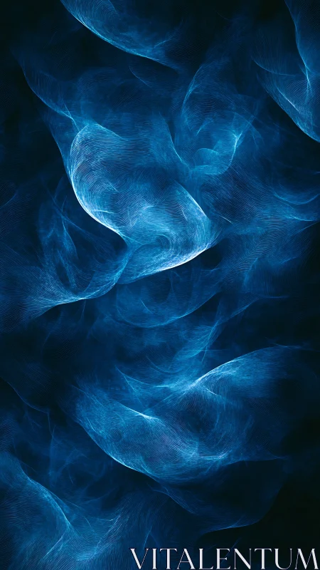 Luminescent cyan waveforms drift across a deep void field