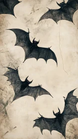Dark ink bats glide over cracked parchment sky