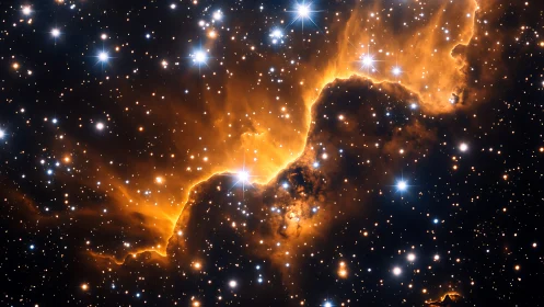 Stellar nebula region with dense starfield and bright gas edge.