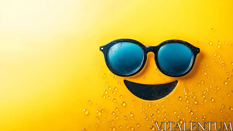 Sunny smile in cool blue shades on bright yellow backdrop.