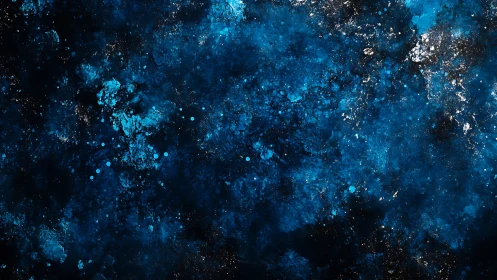 Deep cyan nebula field with luminous particulate star dust