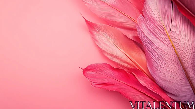 Layered pink feathers form a controlled monochrome composition