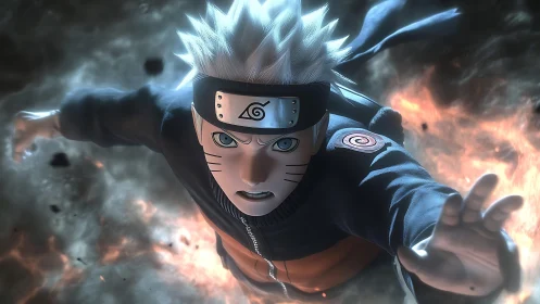 Anime-styled ninja character rendered in dynamic 3D motion