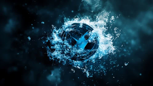 High-energy water-simulated sphere shattering with radial splash dynamics