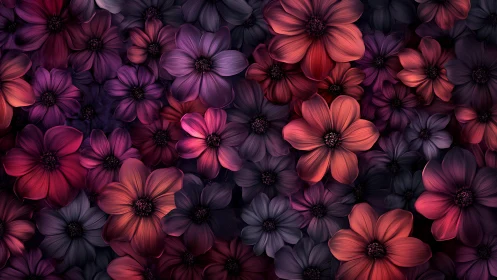 Vibrant Cosmos Flowers in Deep Pink and Purple Gradient.