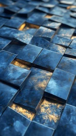 Gently glowing metal tiles with soft golden highlights.
