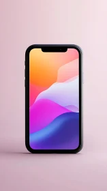 Sleek Black Smartphone Displaying Colorful Gradient Wallpaper.