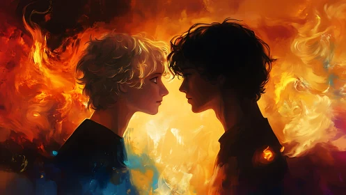 Two Souls Connected Through Flames and Light