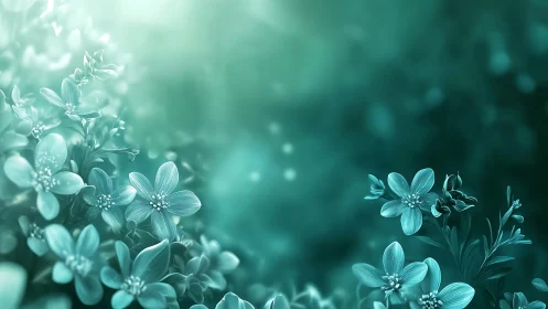 Turquoise Small Flowers in Soft Focus Garden Setting