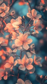 Small-petaled flowers backlit by warm and cool light gradients