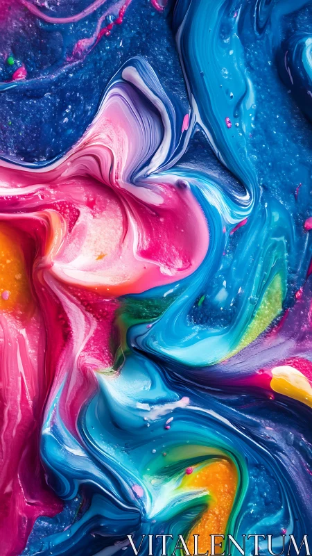 Swirled multicolor paint textures in close abstract composition.