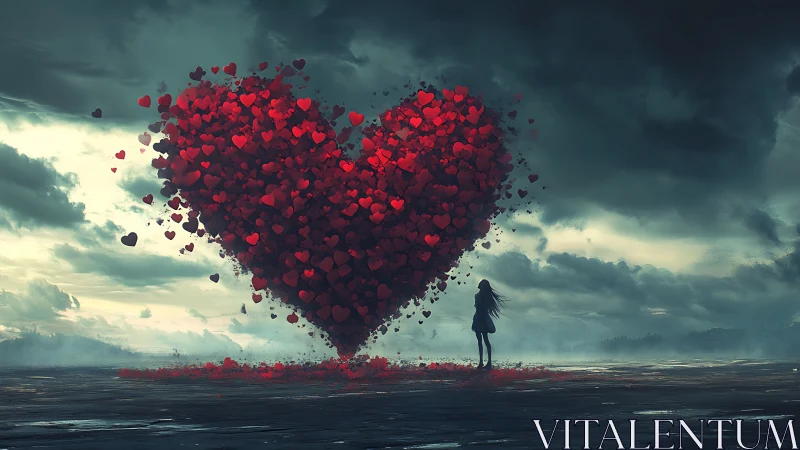 Volumetric Heart Formation with Particulate Dispersion Against Turbulent Sky