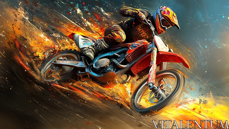 Motocross rider on dirt bike in dynamic digital motion.