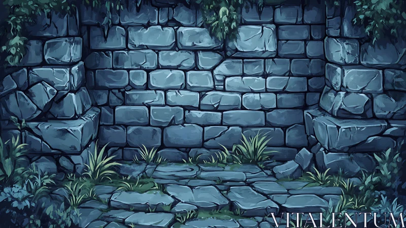 Quiet stone courtyard whispers of forgotten forest stories