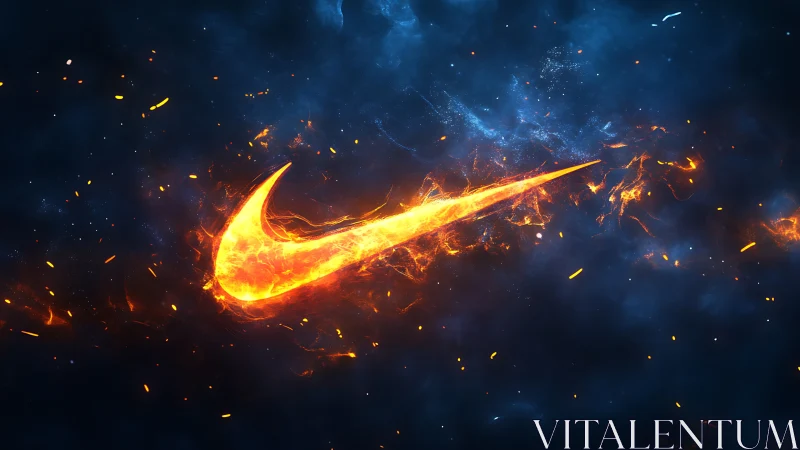 Inferno Swoosh: Nike Logo Consumed by Cosmic Fire.
