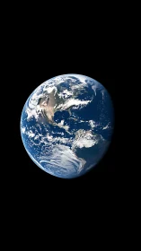 Orbital Earth view with cloud vortices over Americas in deep space