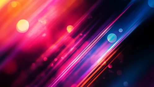 Radiant neon light trails glide across a dreamy night sky