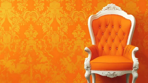 Citrus throne against baroque blooms in blazing orange hush.