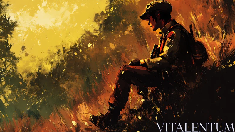 Firefighter engaged in wildfire suppression operations amid dense smoke and flame