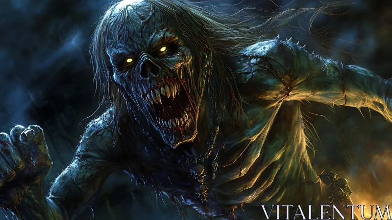 Undead fiend lunges forward under cold rim lighting.