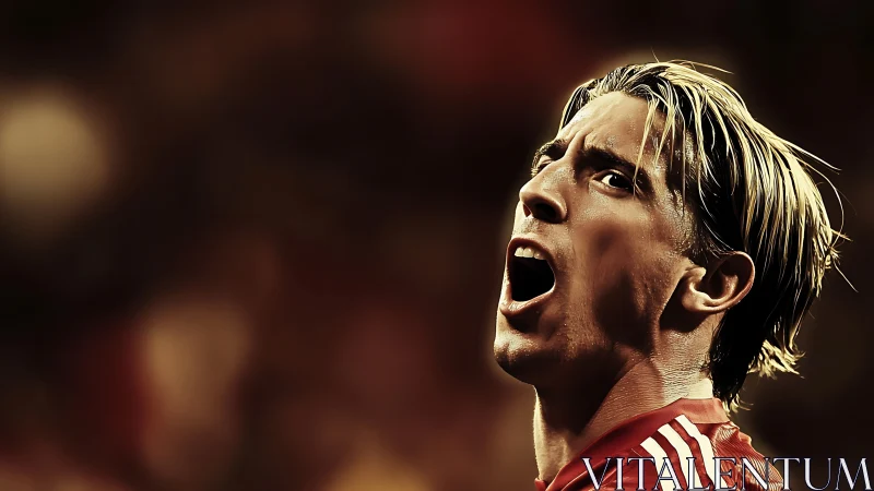 Dynamic football striker portrait with high-depth lighting detail.