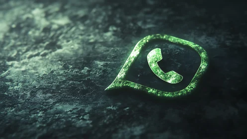 WhatsApp phone glyph rendered as luminous green 3D icon