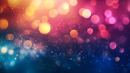 Vibrant abstract bokeh lights with sparkling particles background.
