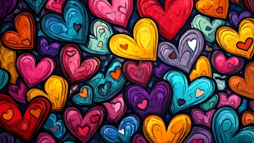 Overlapping Digitally Rendered Hearts With Vivid Color Saturation