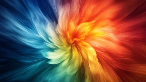 Radiant swirl of cool and warm colors blooms across space