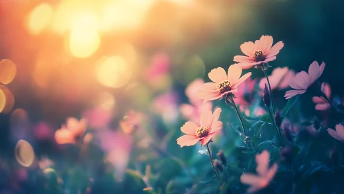 Soft Petals Dancing in Golden Sunrise Light.