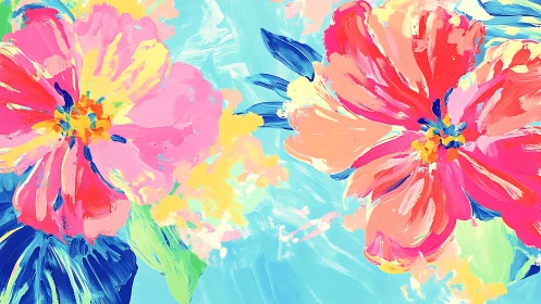 Expressive impasto floral study in saturated pastel palette