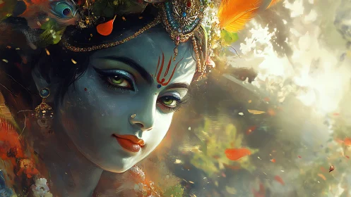 Digital portrait depicts stylized blue‑skinned, adorned figure