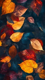 Digital autumn foliage array with deep chiaroscuro contrast.