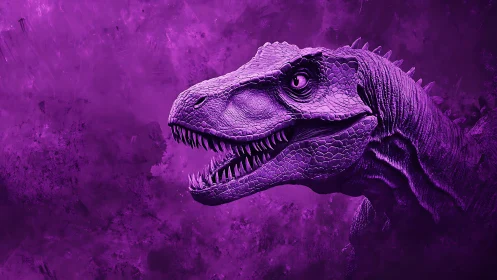 Purple dinosaur profile with textured scales and teeth.