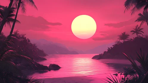 Neon tropics hold the sun like a glowing sugar pearl